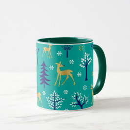 Caneca Boho Trees Dourados Deers Moderno