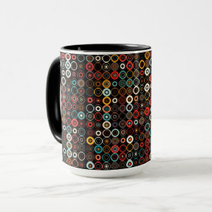 Caneca Boho Vibes Mug: Círculos Retroativos Modernos