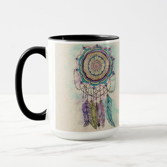 Caneca Boho Watercolor Mandala Dreamcatcher (Esquerda)