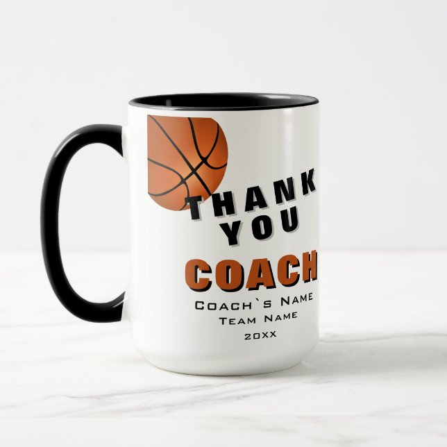 Caneca Bola de Basquete Obrigado Treinador  (Esquerda)