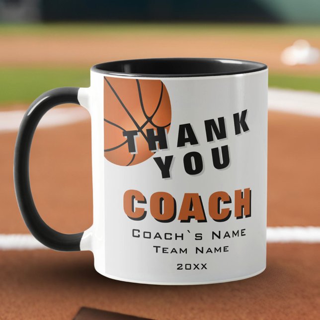 Caneca Bola de Basquete Obrigado Treinador  (Criador carregado)