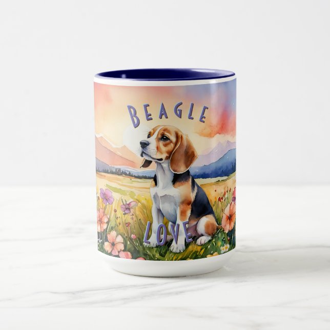 Caneca Bola de Beagle, Fazenda personalizável (Centro)