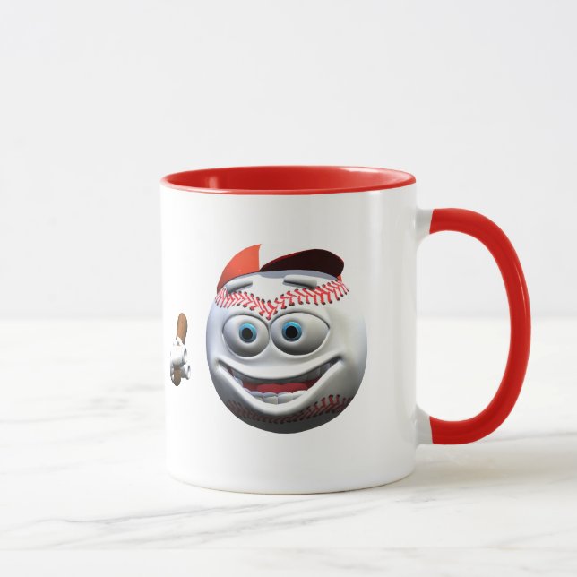 Caneca Bola de Beisebol Engraçado de Cartoon (Direita)