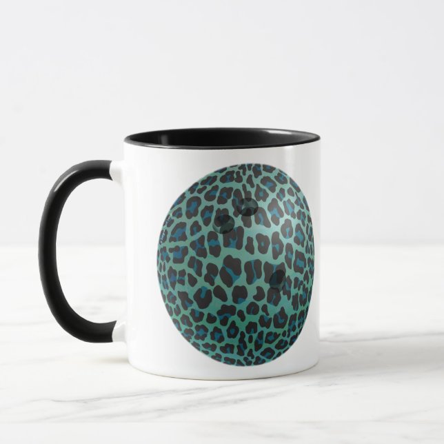 Caneca Bola de boliche Leopard Teal (Esquerda)