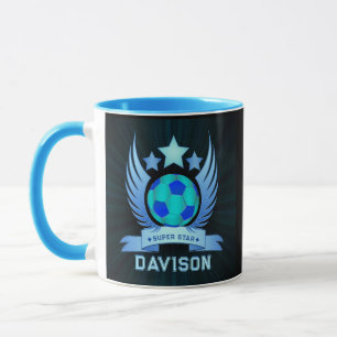 Caneca Bola de Futebol Azul Neon Presentes Personalizad