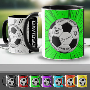 Caneca Bola de Futebol Personalizada Verde Texto de Anive