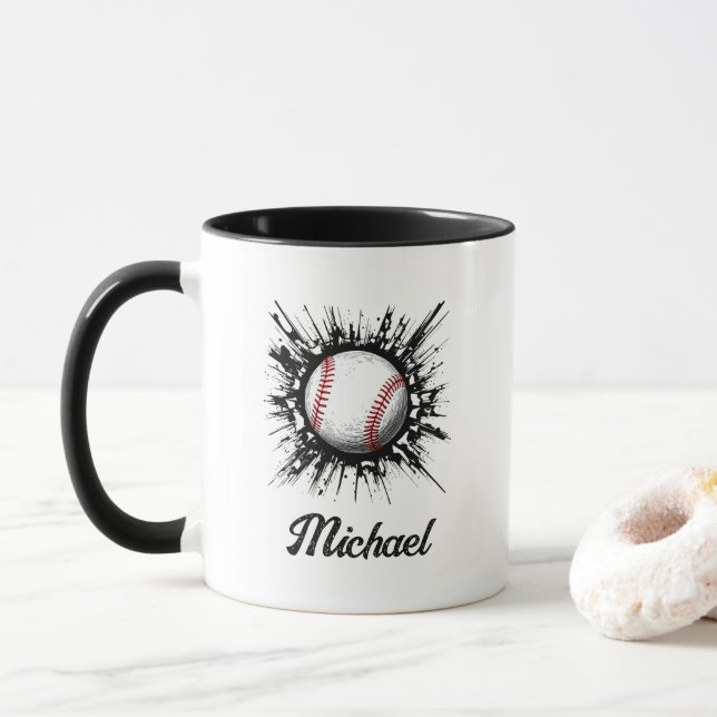 Caneca Bola Personalizada De Baseball A Partir Da Parede (Com Donut)