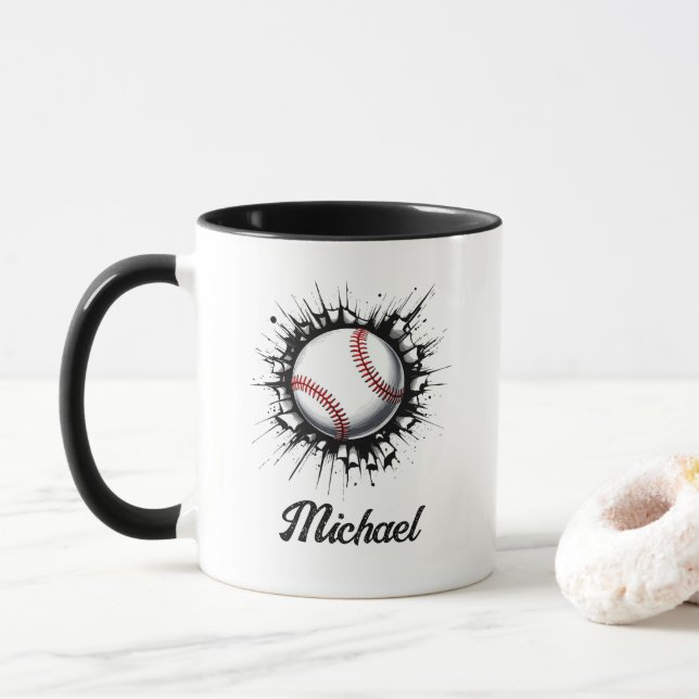 Caneca Bola Personalizada De Baseball A Partir Da Parede (Com Donut)
