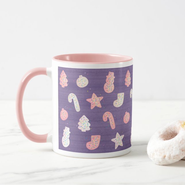 Caneca Bolachas de Natal Roxo da Ameixa de Açúcar (Com Donut)