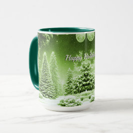 Caneca Bolas de Natal das Árvores Verdes