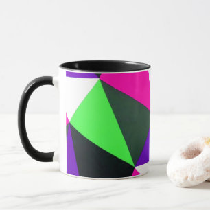 Caneca Bold 80s Colorido Bloco Neon Verde Púrpura
