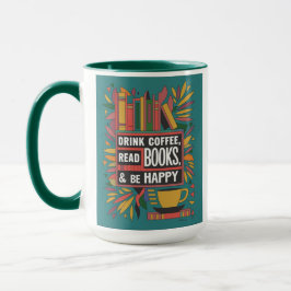 Caneca Bold Abstrato "Beba café, leia livros"