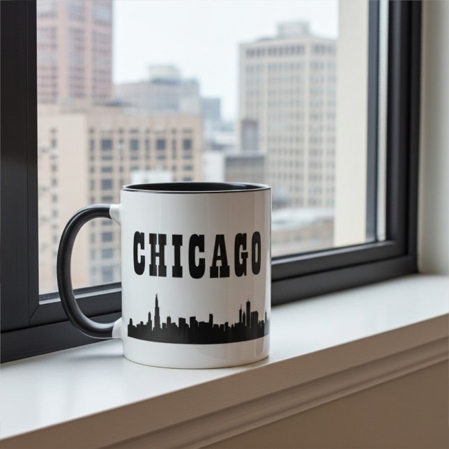 Caneca Bold Design com Iconic Chicago City Skyline (Criador carregado)