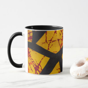 Caneca Bold Geometric African Wax Print Fabric - Gold, Re