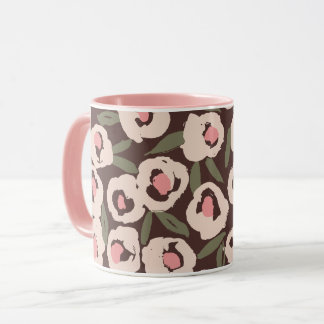 Caneca Bold Inky Floral Pattern | Hand-Drawn Botanical
