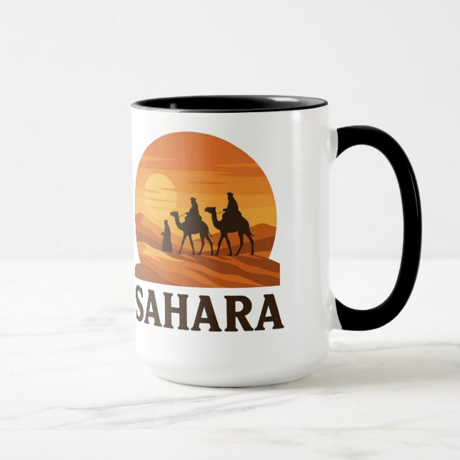 Caneca Bold Orange Retro Vetor Sahara Sunset Camel (Direita)