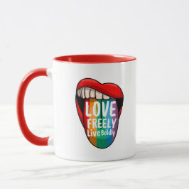 Caneca Bold Rainbow Pride Coffee Mug Proud & Loud LGBTQ