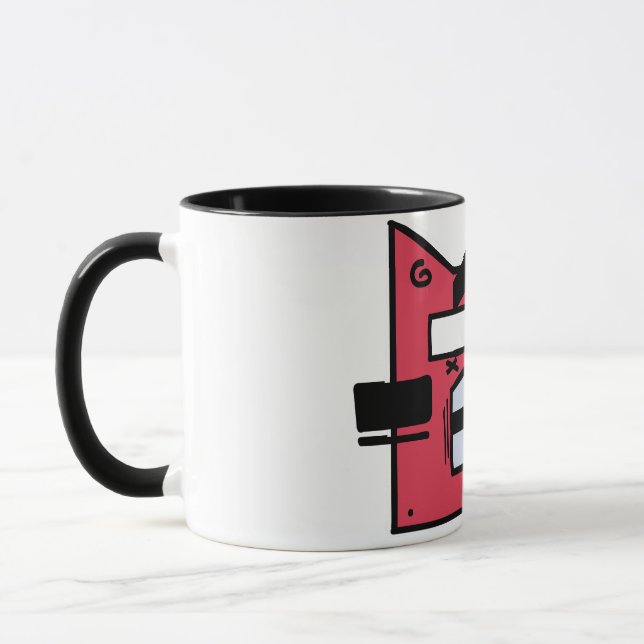 Caneca Bold Red Geométrico Cat Mug - Estilo de Cartografi (Esquerda)