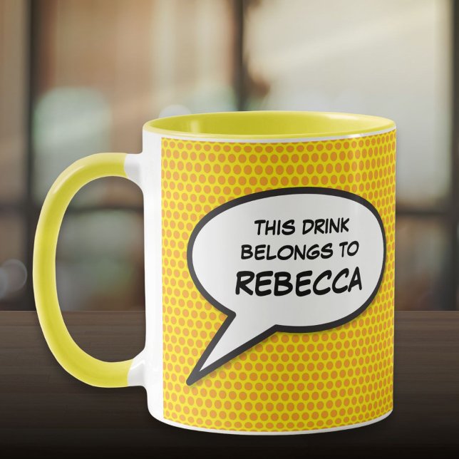 Caneca Bolha de Fala Personalizada Divertida (Funny Personalized Speech Bubble Mug)