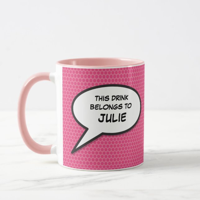 Caneca Bolha de Fala Personalizada Pink Fun Citação (Esquerda)