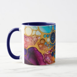 Caneca Bolhas de Azul, Roxo, Álcool Turquesa e Tinta