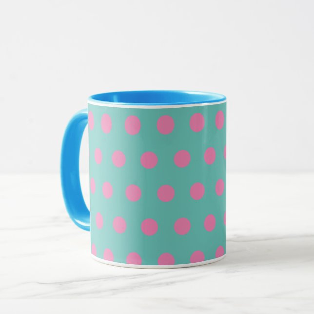 Caneca Bolinhas (Aqua e rosa) (Frente Esquerda)