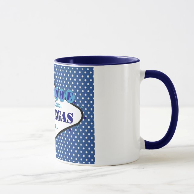 Caneca Bolinhas brancas de Las Vegas, com fundo azul   (Direita)