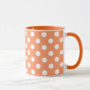 Caneca Bolinhas brancas em laranja de tangerina