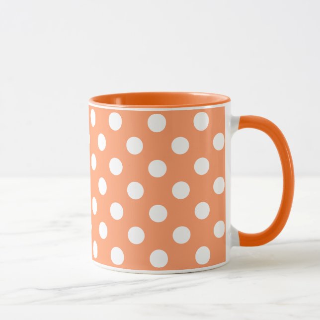 Caneca Bolinhas brancas em laranja de tangerina (Direita)