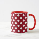 Caneca Bolinhas brancas em vermelho<br><div class="desc">bolinhas brancas sobre fundo vermelho vivo Círculos brancos padrões fundo vermelho fundo vermelho fundo vermelho com círculos brancos sobre fundo vermelho</div>