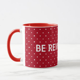 Caneca bolinhas brancas em vermelho com aspas