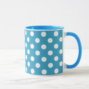 Caneca Bolinhas brancas no fundo azul de peacock