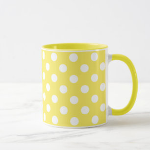 Caneca Bolinhas brancas sobre fundo amarelo de milho