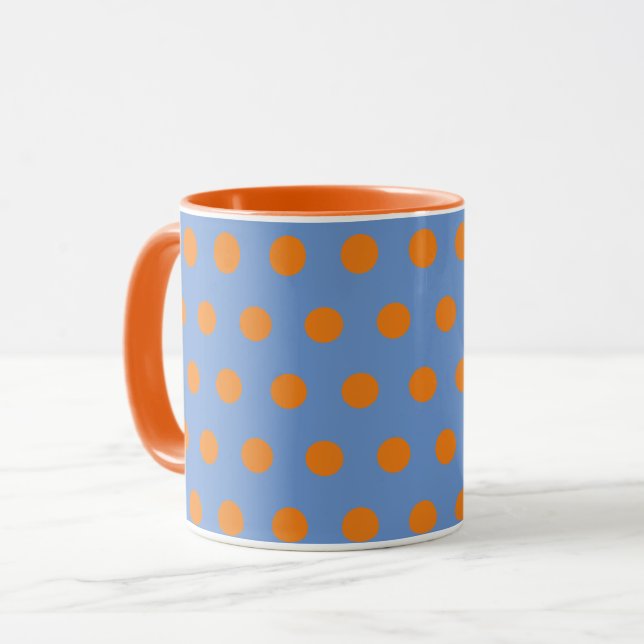 Caneca Bolinhas (Denim Blue & Orange) (Frente Esquerda)