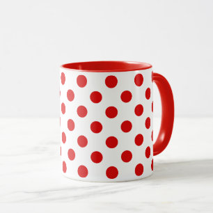 Caneca Bolinhas do século médio Vermelho em Lã Branca