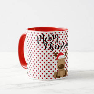Caneca Bolinhas Polkadot de Café Mug Reindet de Natal