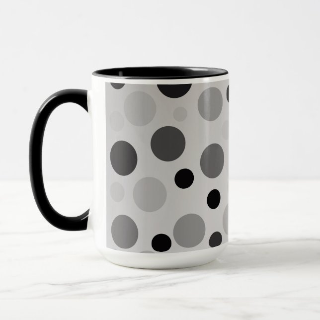 Caneca Bolinhas Pretas E Cinzas, (Esquerda)