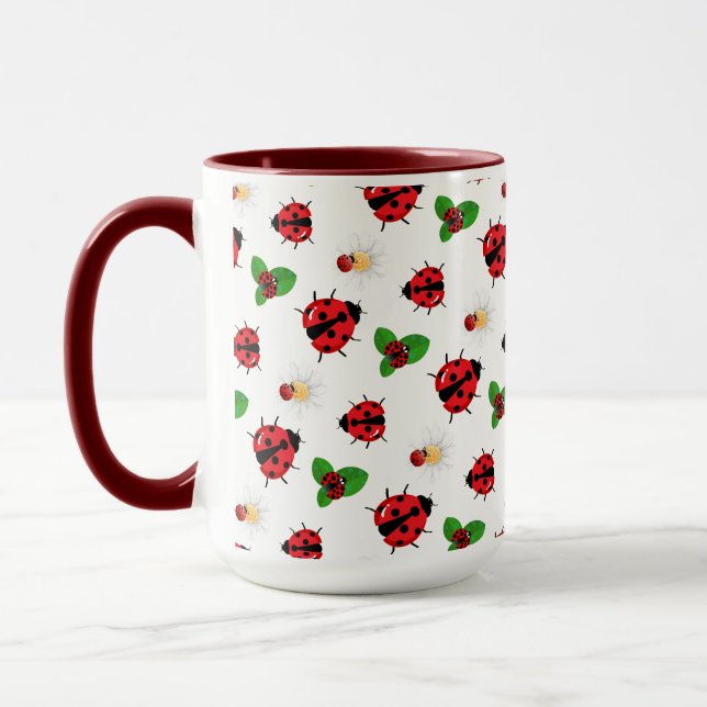 Caneca Bolinhas vermelha-branca Ladybug Daisy verão (Esquerda)