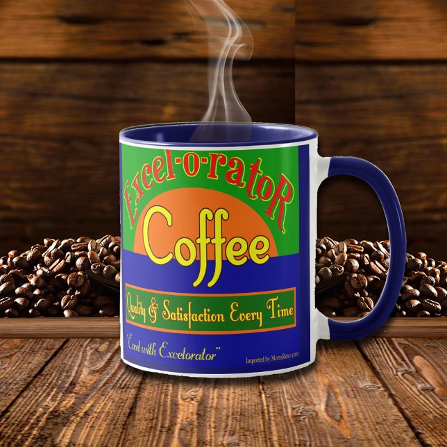 Caneca Bolinho de café Excelorador Rótulo Retro de Arte (Excelorator Retro Funny Coffee Mug)