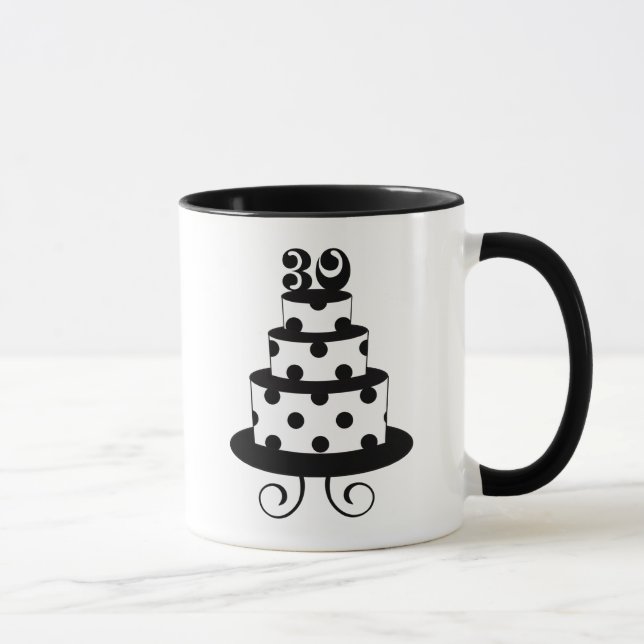 Caneca Bolo de aniversário de 30 anos das bolinhas (Direita)