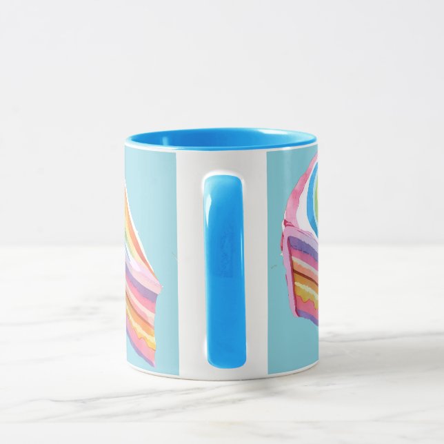 Caneca Bolo de arco-íris feliz (Alça)