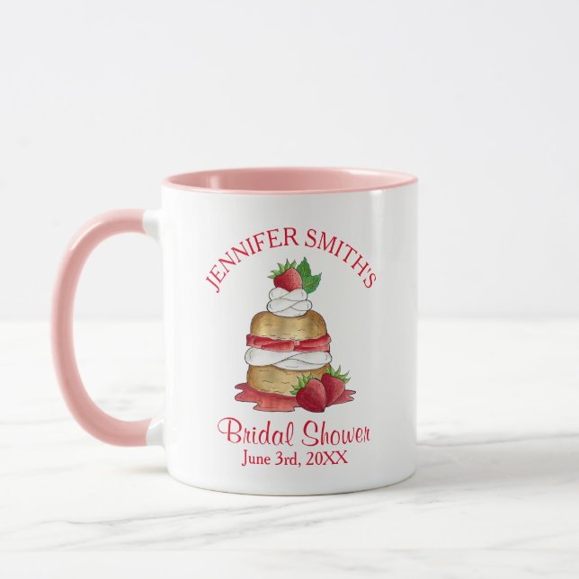 Caneca Bolo de Morango Shortcake Chá de Noiva Aniversário (Esquerda)