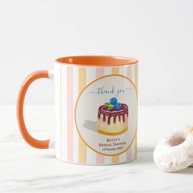 Caneca Bolo Fofo Presente de Obrigado Chá de Noiva Laranj (Com Donut)