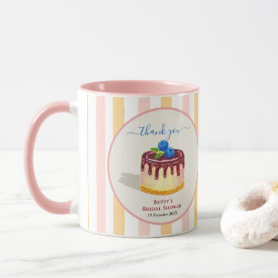 Caneca Bolo Rosa Bege Presente de Agradecimento Chá de No