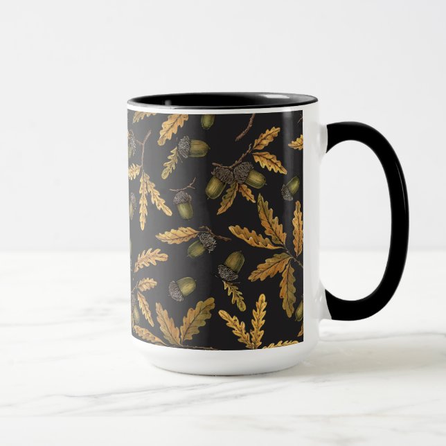 Caneca Bolotas de carvalho em preto (Direita)