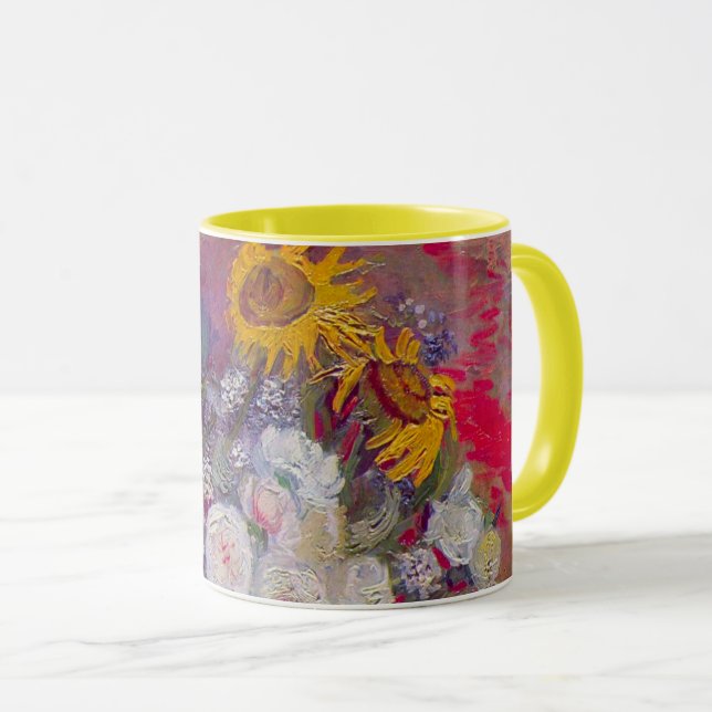 Caneca Bolsa com girassóis e Rosas de Vincent van Gogh (Frente Esquerda)