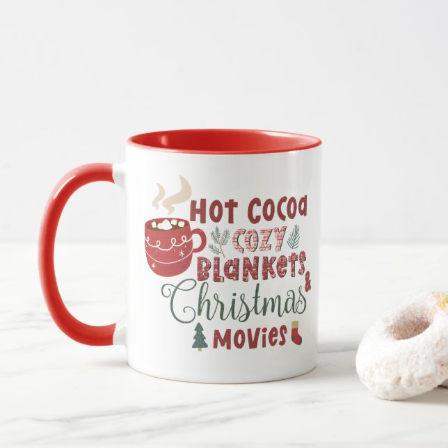 Caneca Bolsas de Cacau Quente e Filmes de Natal (Com Donut)