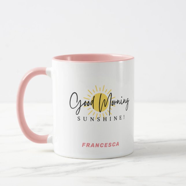 Caneca Bom dia Amarelo-Sol Pêssego Preto (Esquerda)