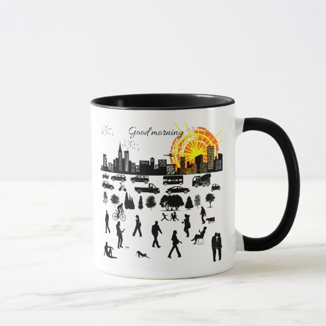 Caneca Bom dia, Cidade engraçada, elegante, única (Direita)