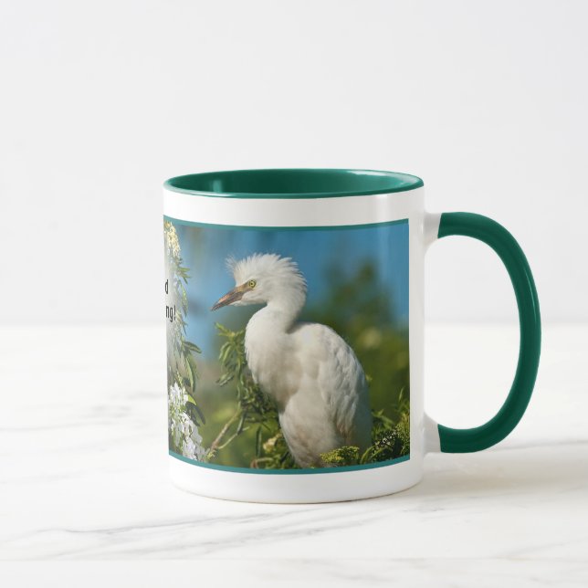 Caneca Bom dia do Egret nevado (Direita)